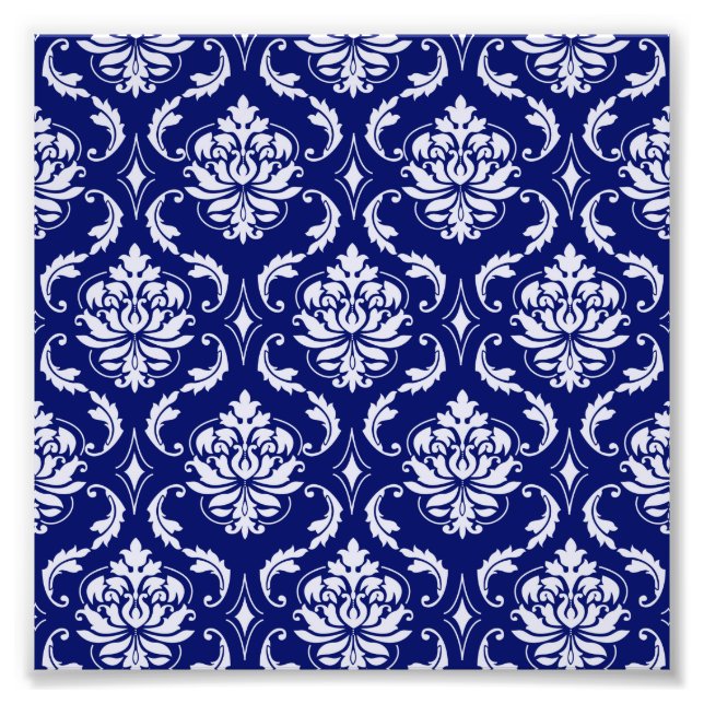 Impression Photo Bright Navy Blue Damask Patte (Devant)