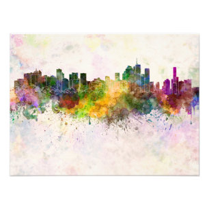 Impression Photo Brisbane skyline in background watercolor
