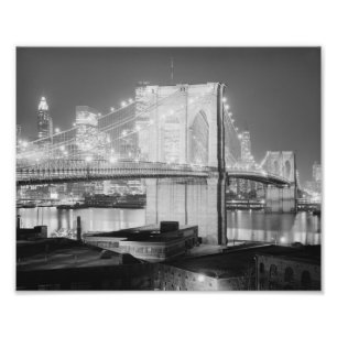 Impression Photo Brooklyn Brigde à Night, à 1982, à noir et à b