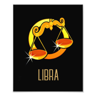 Impression Photo Brown et or Libra signe zodiaque noir