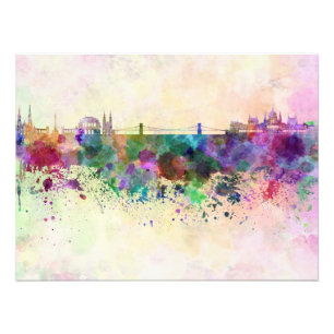Impression Photo Budapest skyline in background watercolor