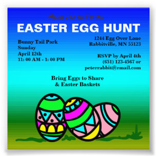Impression Photo Budget OEufs peints Invitation Chasse aux oeufs de