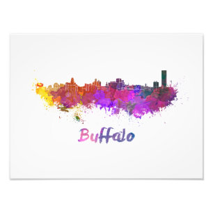 Impression Photo Buffalo skyline in watercolor