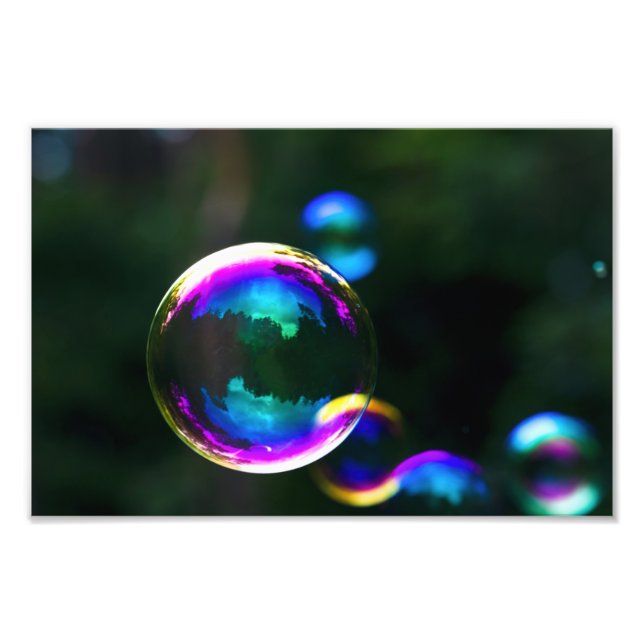 Impression Photo Bulles de savon colorées flottantes (Devant)