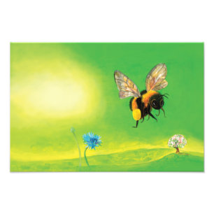 Impression Photo Bumble bee survolant une prairie Illustration
