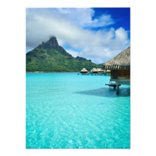 Impression Photo Bungows d'Overwater dans la lagune de Bora Bora