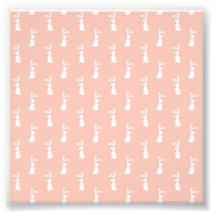 Impression Photo Bunny Blanc Joyeux Pâques Fille rose Pastel Printe