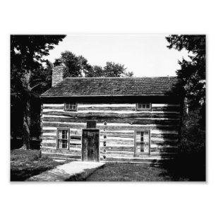 Impression Photo Cabine de rondin en noir et blanc