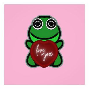 Impression Photo Cadeau de coeur de grenouille mignonne je t'aime p