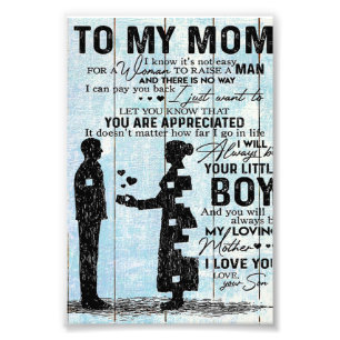 Impression Photo Cadeau Fils à maman, Personnaliser Lettre à ma m