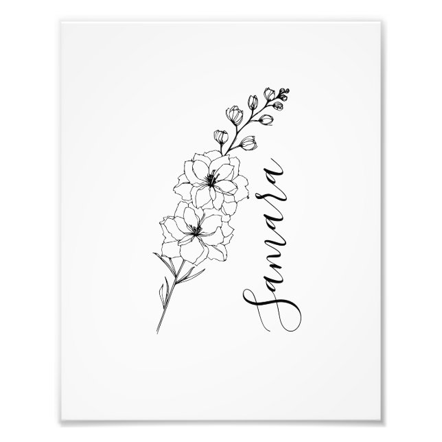 Impression Photo Cadeau personnalisé juillet Fleur de naissance Del (Devant)