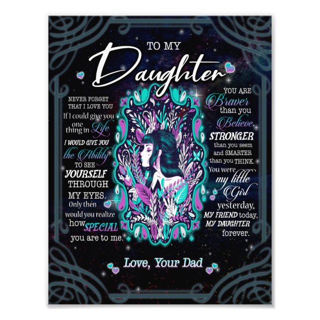 Impression Photo Cadeaux de fille | Lettre À Ma Fille De Papa (Devant)