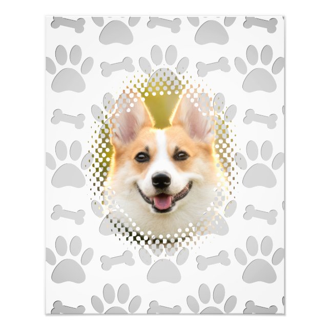 Impression Photo Cadre De Chien Motif Os Et Empreintes de pattes (Devant)