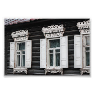 Impression Photo Cadres de fenêtres sculptés Architecture de vieill