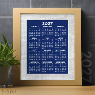 Impression Photo Calendrier 2027 - vue annuelle verticale - Bleu