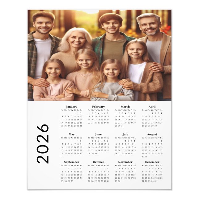 Impression Photo Calendrier classique à brillance totale 2026 (Devant)