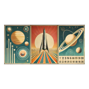 Impression Photo Calendrier espace-temps Art de l'ère spatiale 