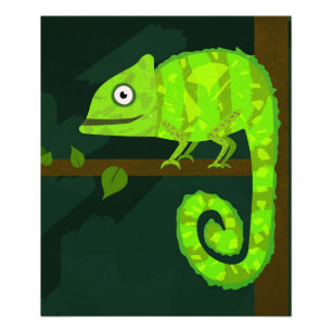 Impression Photo Caméléon vert mignon