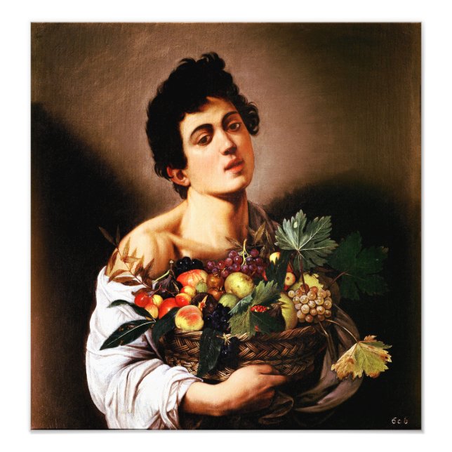 Impression Photo Caravaggio Garçon avec un panier de fruits (Devant)
