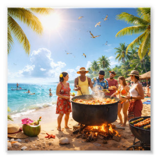 Impression Photo Caribbean Beach Feast Under the Golden Sun
