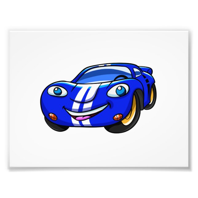 Impression Photo Caricature de course bleu Supercar|Choisir la coul (Devant)