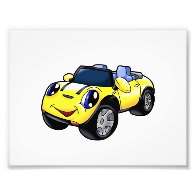 Impression Photo Caricature de voiture jaune mignon|Choisir la coul (Devant)