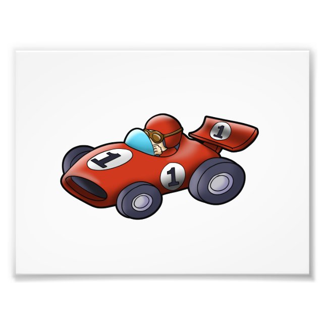 Impression Photo Caricature de voiture rouge classique pour enfants (Devant)