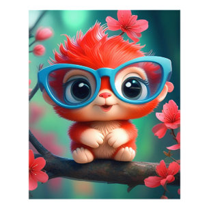 Impression Photo Caricature Panda Rose Sur La Branche