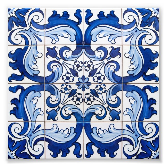 Impression Photo Carrelage antique Motif portugais Azulejo (Devant)