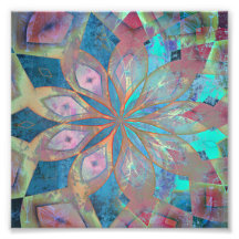Carrelage Mandala Abstrait rose et bleu