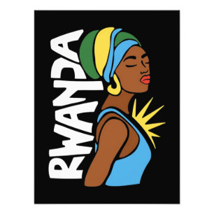 Impression Photo Carte Afrique du drapeau rwandais