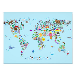 Impression Photo Carte animale du monde