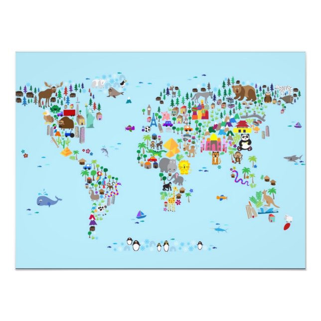 Impression Photo Carte animale du monde (Devant)