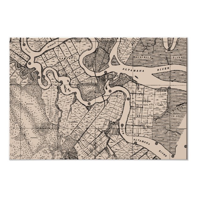 Impression Photo Carte, Cartographie, Géographie, Altamaha River, É (Devant)