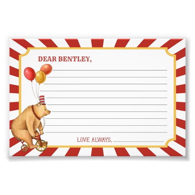 Impression Photo Carte Circus Time Capsule pour anniversaire ou béb (Devant)