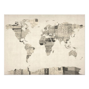 Impression Photo Carte de la carte du monde de vieilles cartes