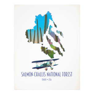 Impression Photo Carte de la forêt nationale saumon-Challis