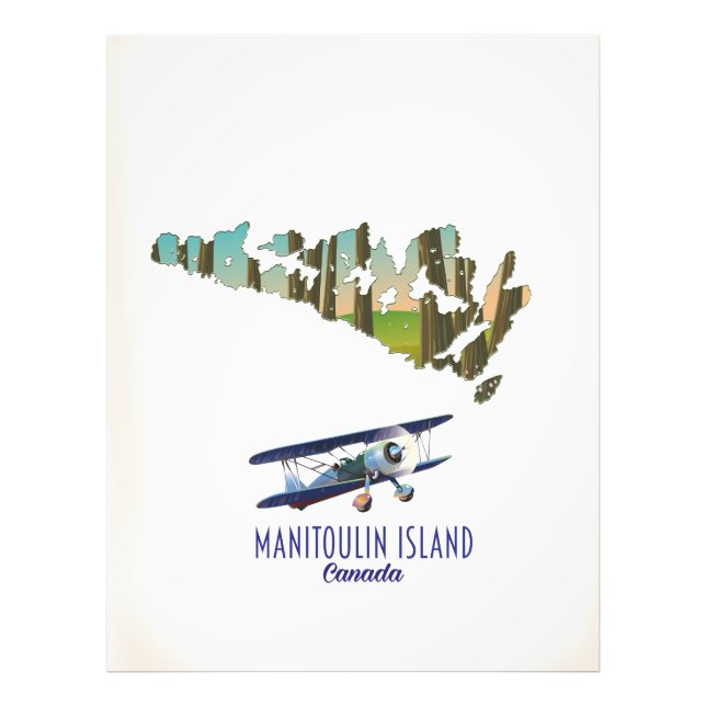 Impression Photo Carte de l'île Manitoulin Canada (Devant)