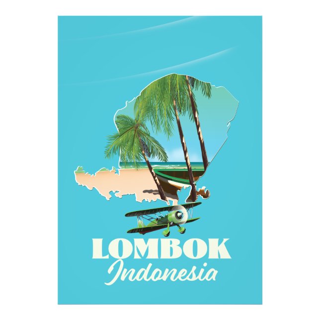 Impression Photo carte de Lombok Indonésie (Devant)