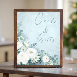 Impression Photo Carte de mariage avec roses blanches et eucalyptus