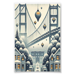 Impression Photo Carte de Noël du Golden Gate Bridge