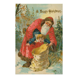 Impression Photo Carte de Noël vintage, Père Noël, Enfant turbulent
