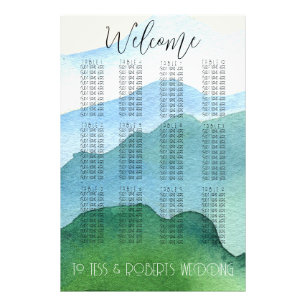 Impression Photo Carte de siège Mariage BBQ Watercolor Hills Imprim