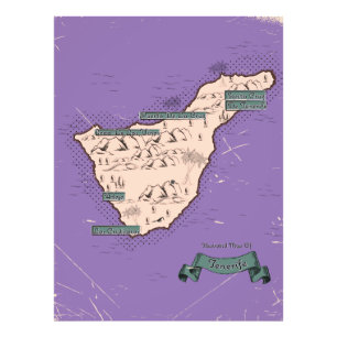 Impression Photo Carte de voyage illustrée de Tenerife