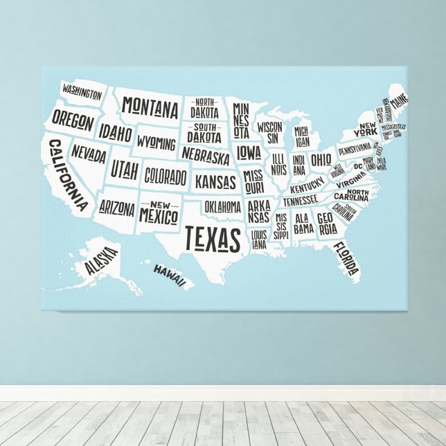 Impression Photo Carte des États-Unis avec noms d'État États-Unis 6 (Créateur téléchargé)