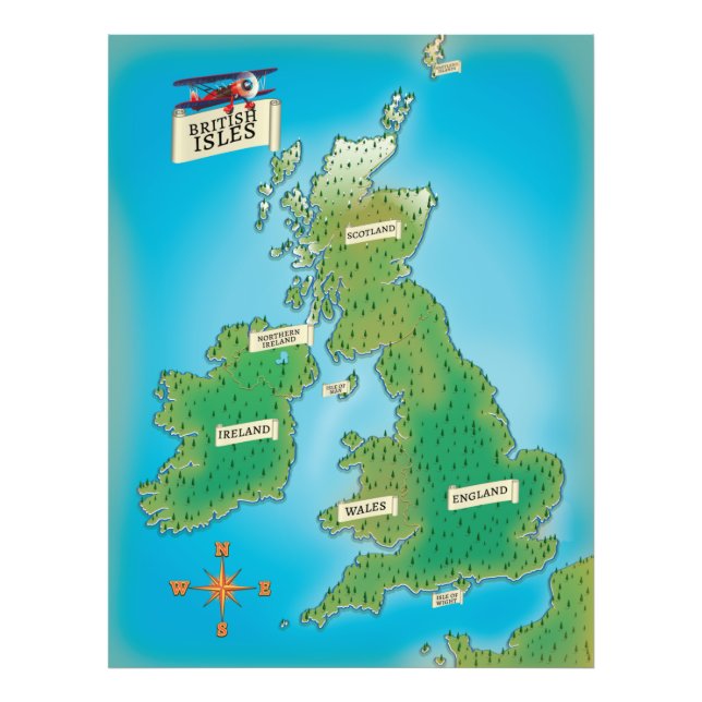 Impression Photo Carte des îles britanniques (Devant)