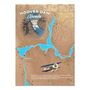 Impression Photo Carte du barrage Hoover Nevada