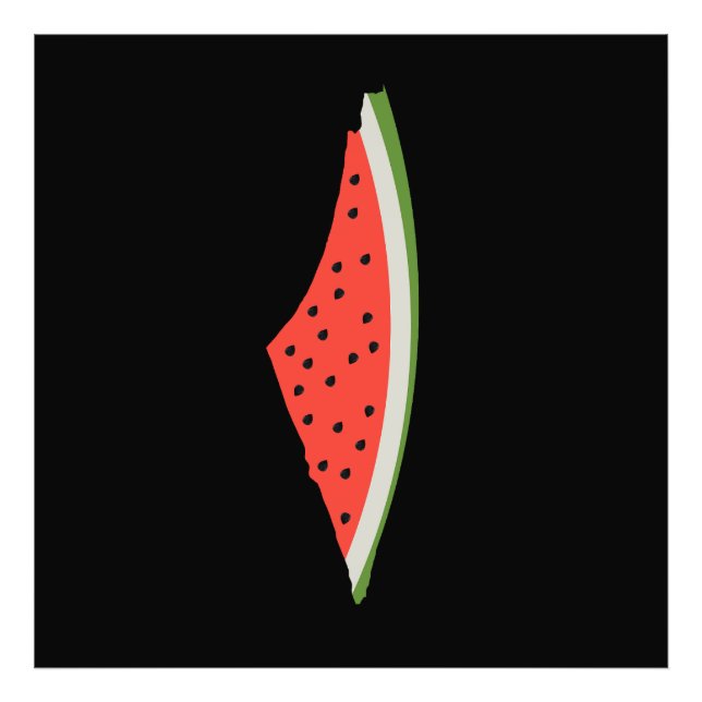 Impression Photo Carte du drapeau de la pastèque palestinienne. Lib (Devant)