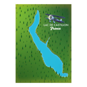 Impression Photo Carte du lac de Castillon France
