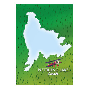 Impression Photo Carte du lac Hubbard dans le nord du Michigan Phot